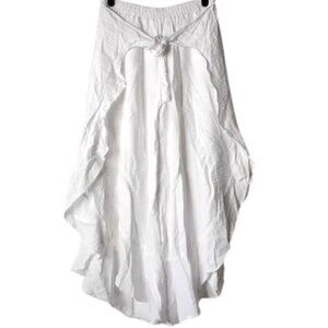 Aqua Gauzy Faux Wrap High Waist Cropped Pants M/L White Line Cover-Up